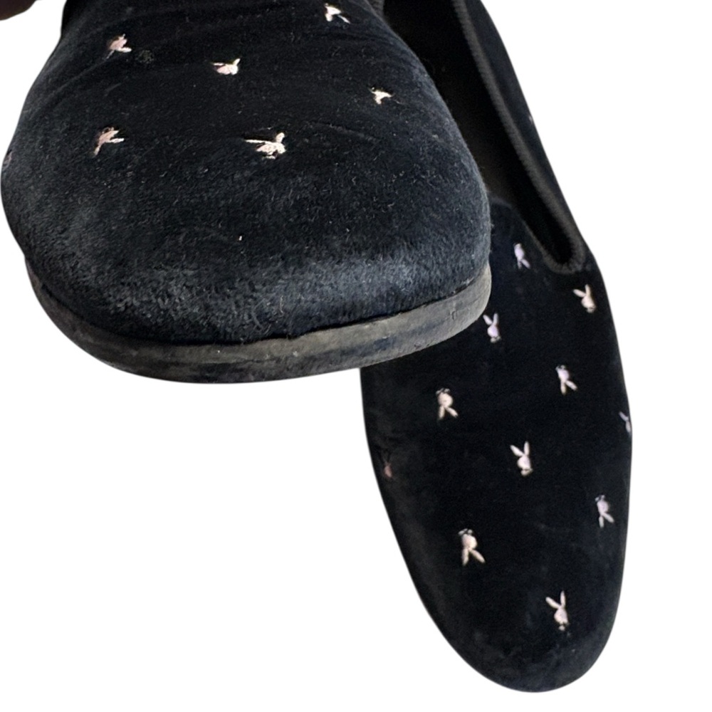 PLAYBOY Duke + Dexter Velvet Mini Rabbit Head Loafers Size 11 Black - Picture 10 of 12